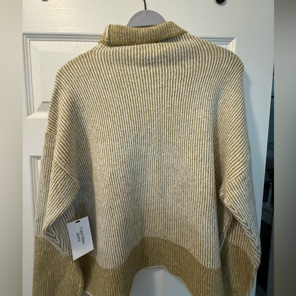 Calvin Klein Jeans Cowl Neck Sweater - Cream and Tan